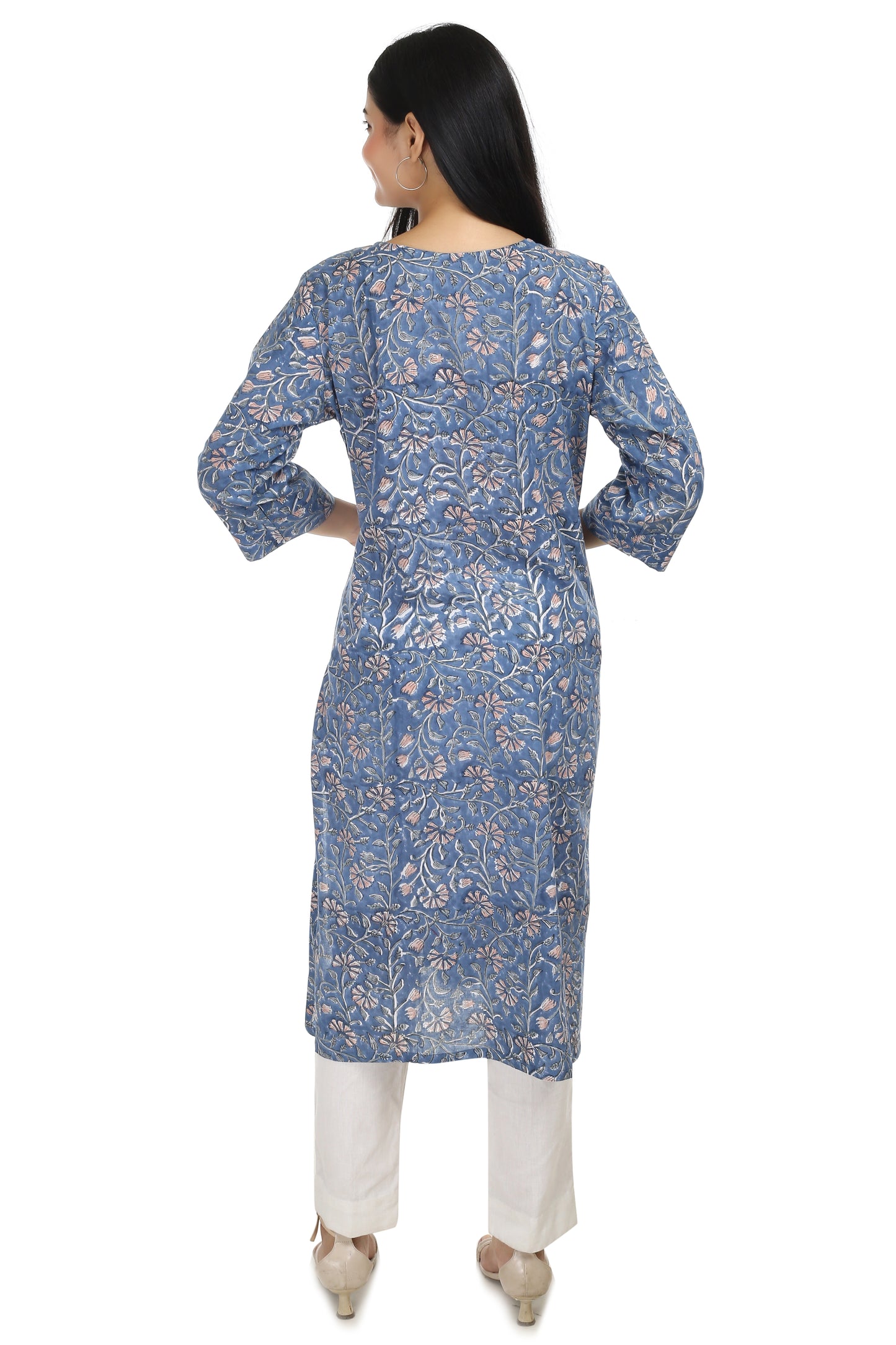 Dipti, A line hand blocked cotton kurta