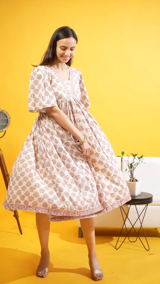 Kasturi calf length cotton dress