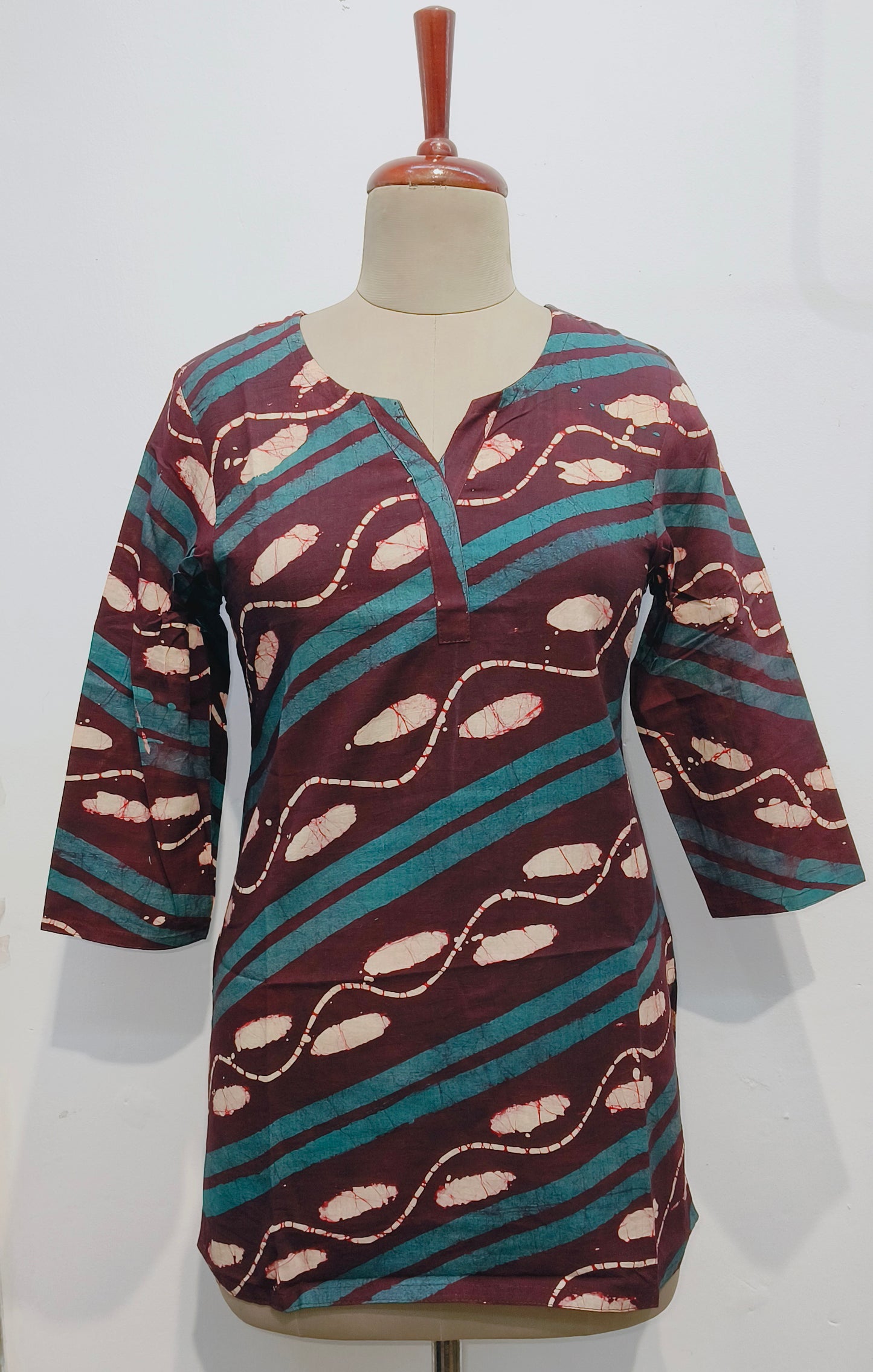 Brown batik cotton kurta