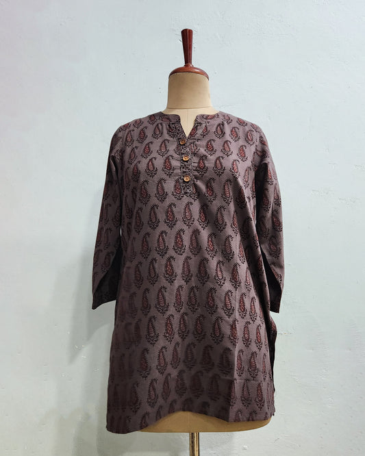 Bagh hand printed cotton short kurta, Length-30 inch