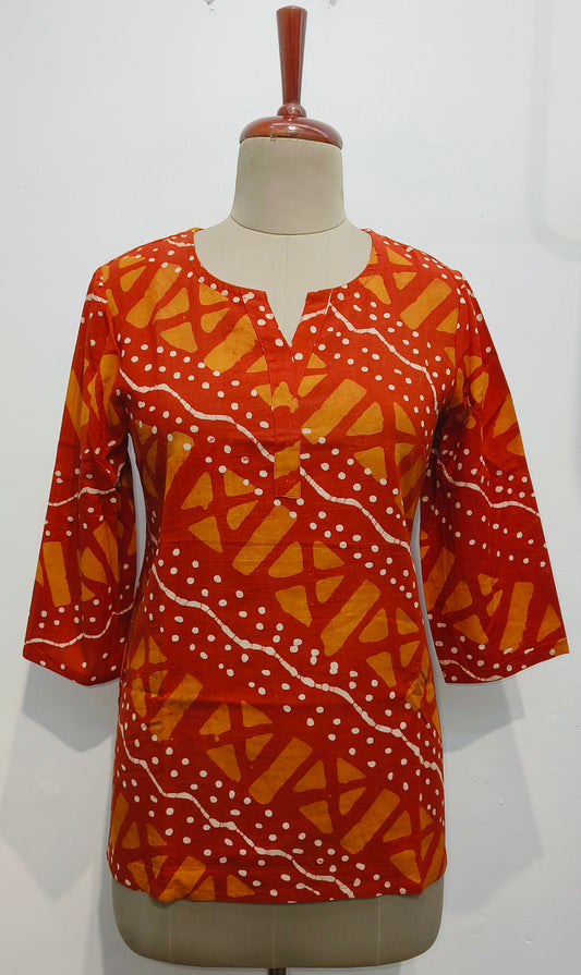 Red Batik cotton kurta