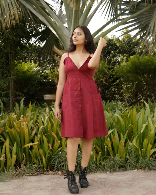 Bano, Khadi Cotton Noodle Strap Dress