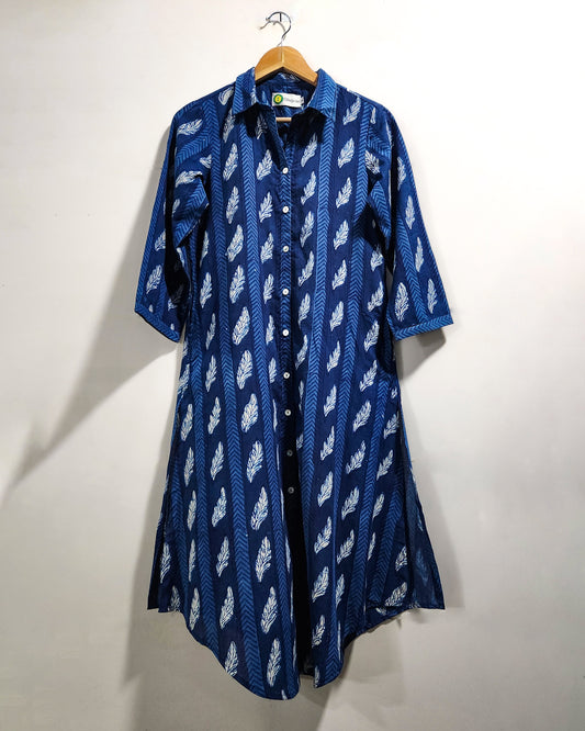 Neelakshi – Dabu Handblocked A-Line Cotton Shirt