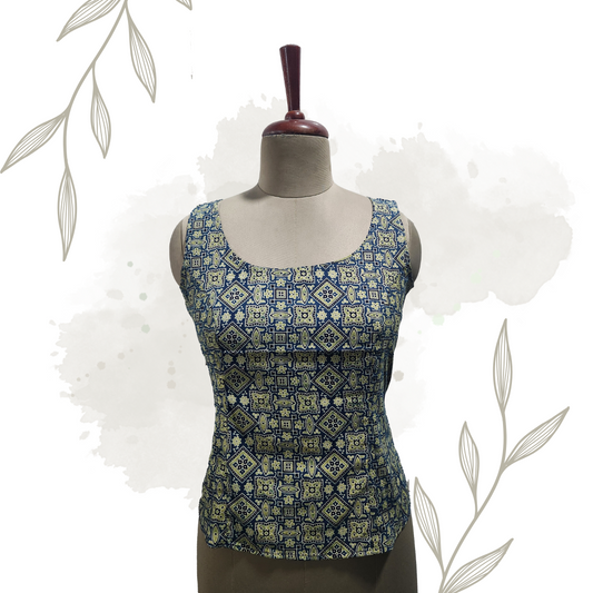 SET OF 3 Ajrakh, Handprinted Cotton crop top