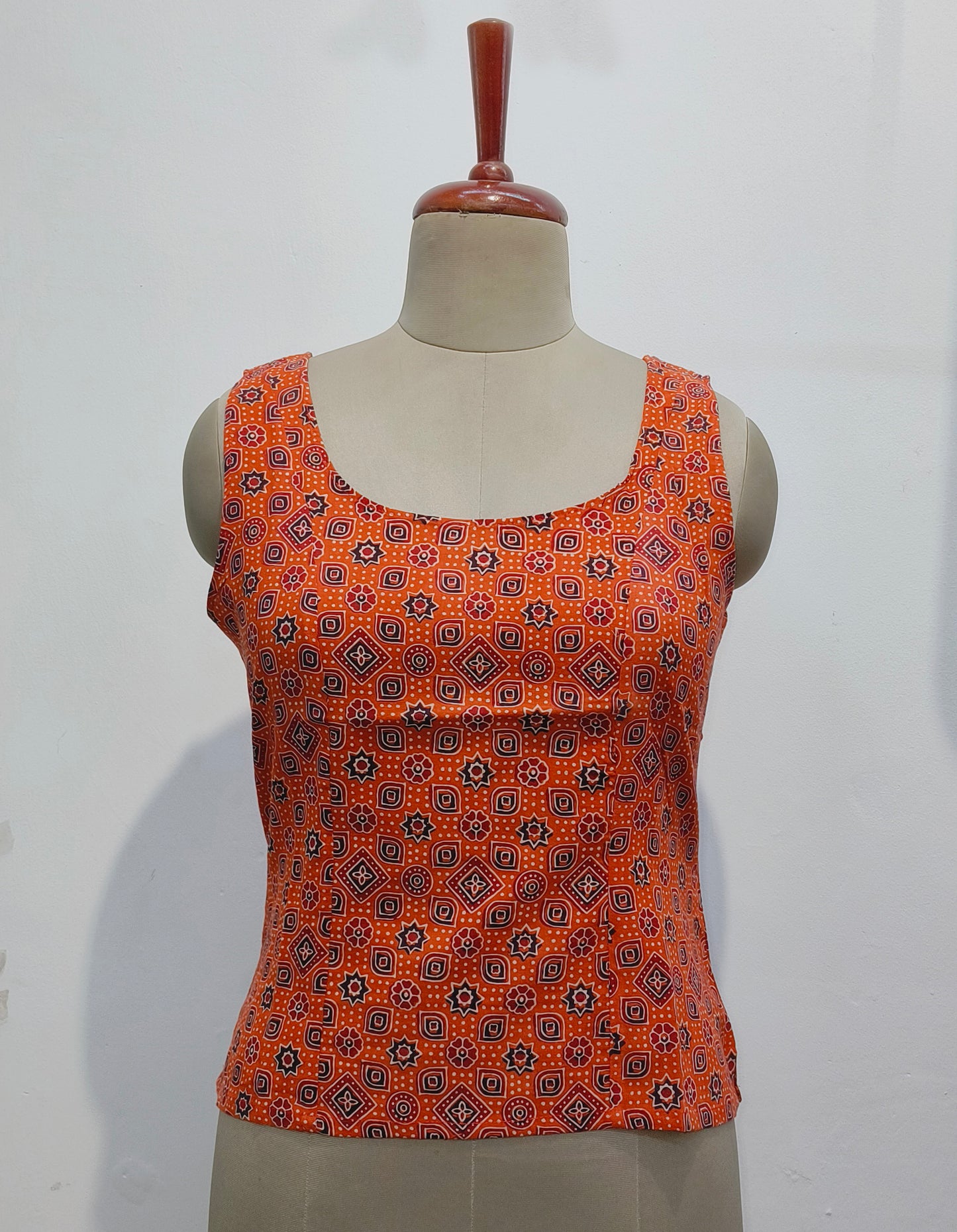 Ajrakh orange Crop top