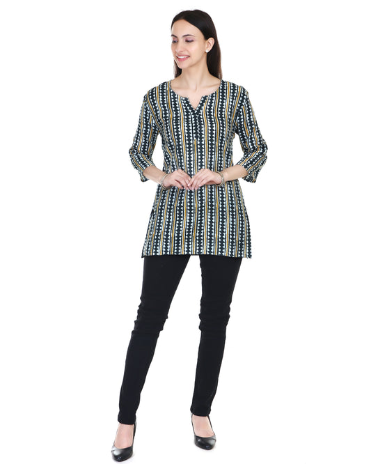 Sanganeri Kantha-Stitched Cotton Short Kurta