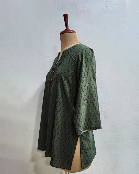Bagh hand printed cotton short kurta, Length-30 inch