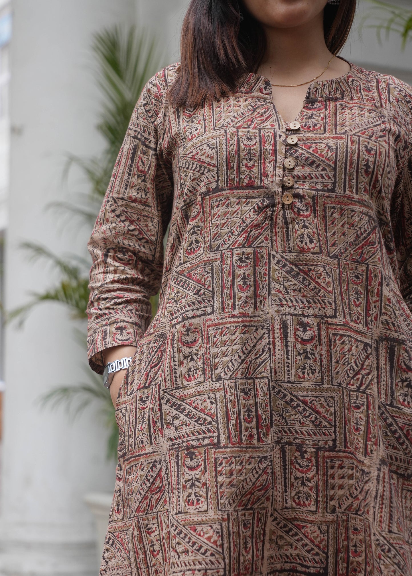Handblock printed A line kalamkari kurta