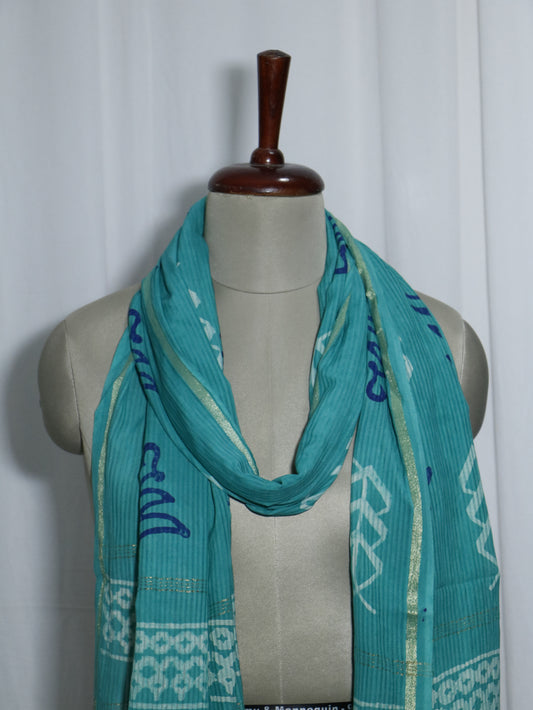 Handloom Maheshwari Cotton Silk Block Printed Stole