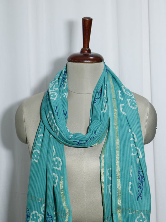 Handloom Maheshwari Cotton Silk Block Printed Stole