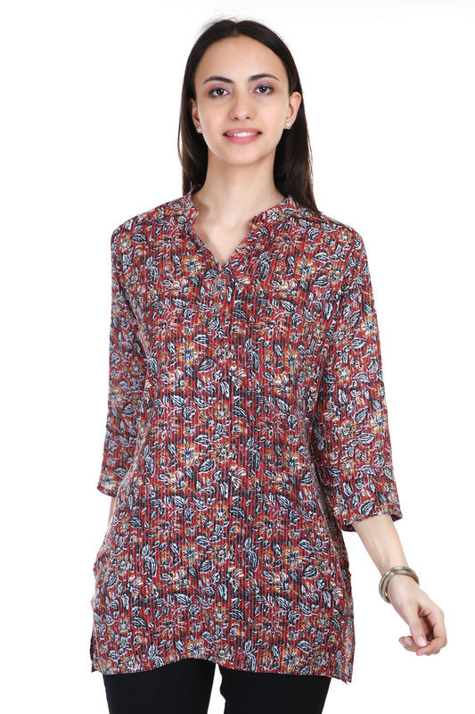 Kantha stitched cotton short kurta