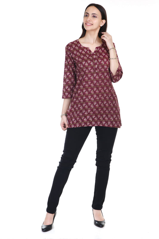 Sanganeri Hand-Block Printed Cotton Short Kurta