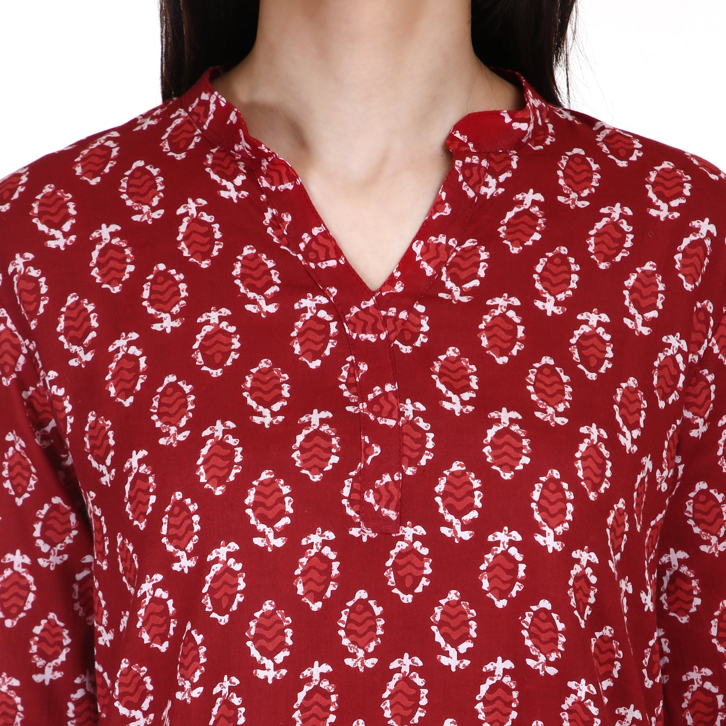 Red cotton short kurta
