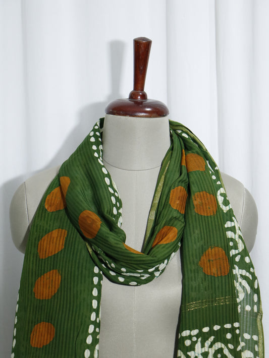 Handloom Maheshwari Cotton Silk Block Printed Stole