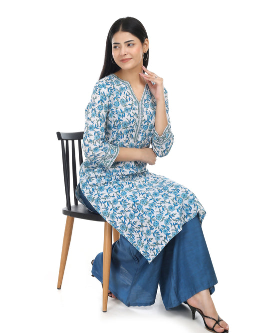 Aarohi,  straight fit hand blocked kurta