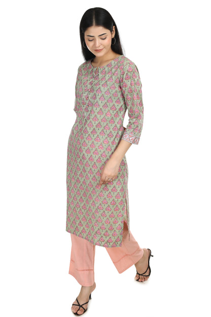 Aadya, Hand blocked straight fit kurta
