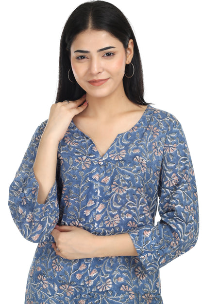 Dipti, A line hand blocked cotton kurta
