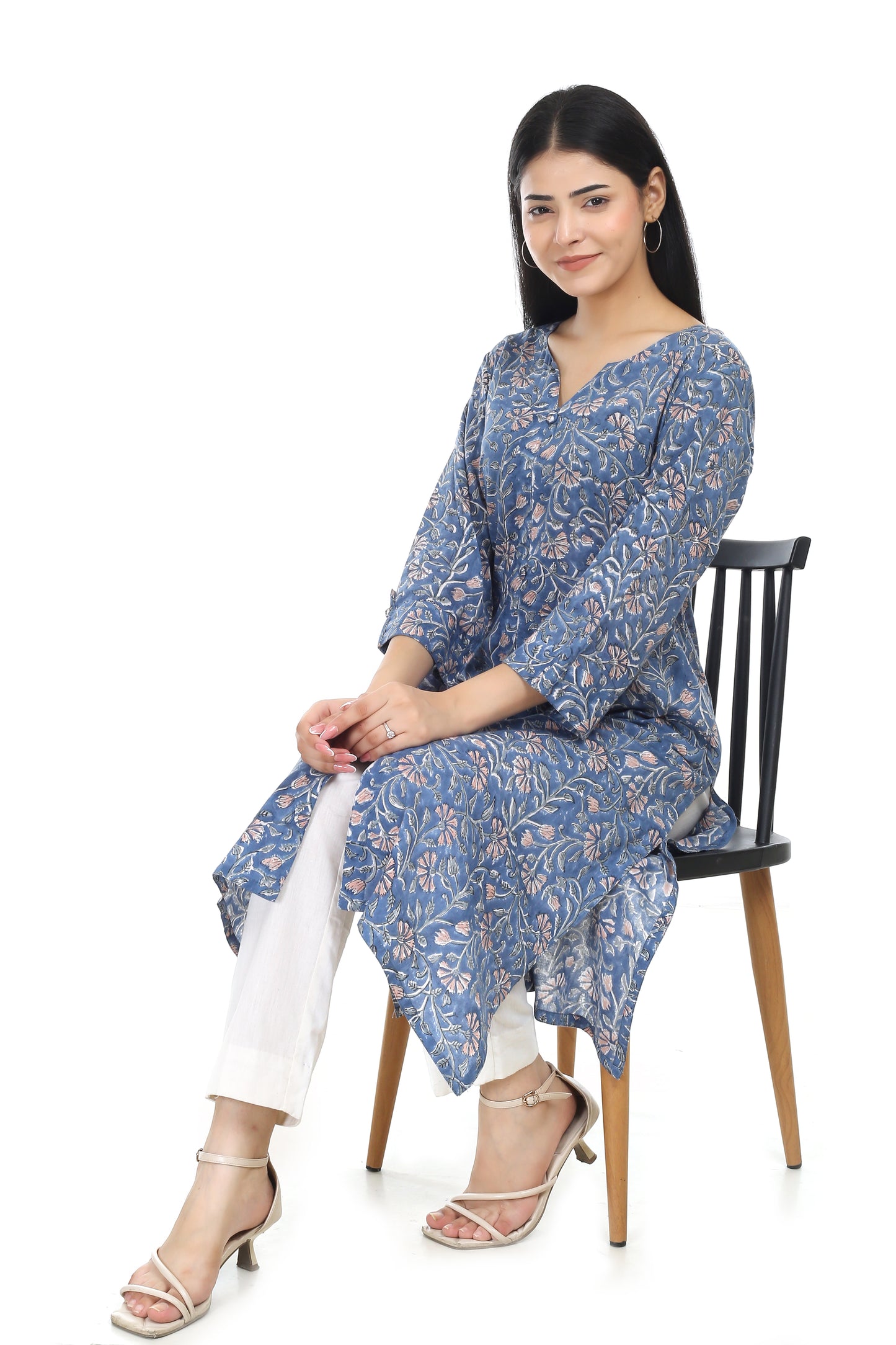 Dipti, A line hand blocked cotton kurta