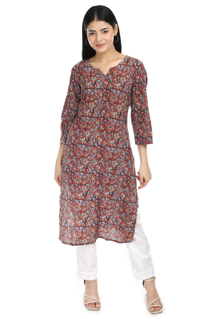 Chitra, Kantha stitched hand blocked cotton kurta