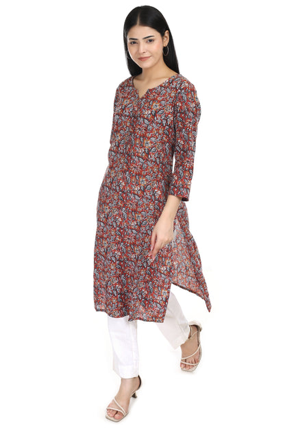Chitra, Kantha stitched hand blocked cotton kurta