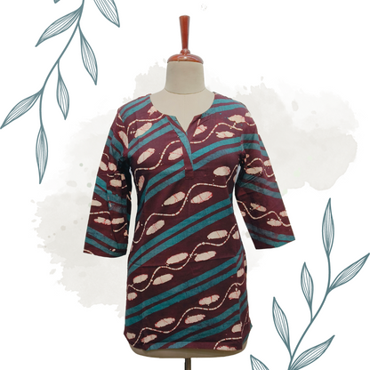 Brown batik cotton kurta