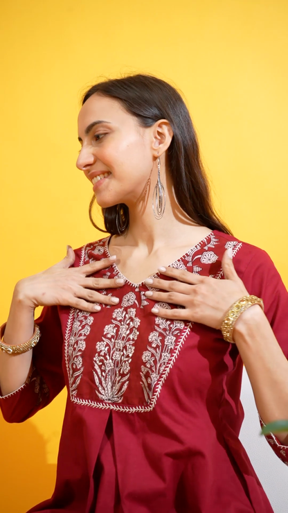 Maroon lilen co-ord set