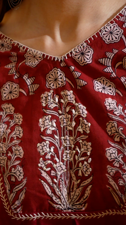 Maroon lilen co-ord set