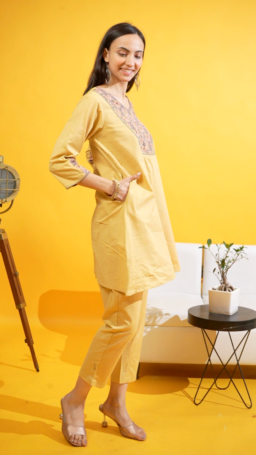 Lemon marigold lilen co-ord set