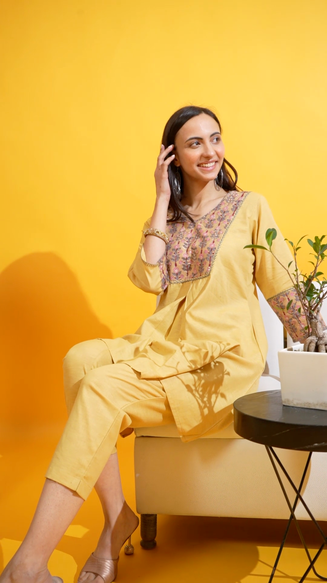 Lemon marigold lilen co-ord set