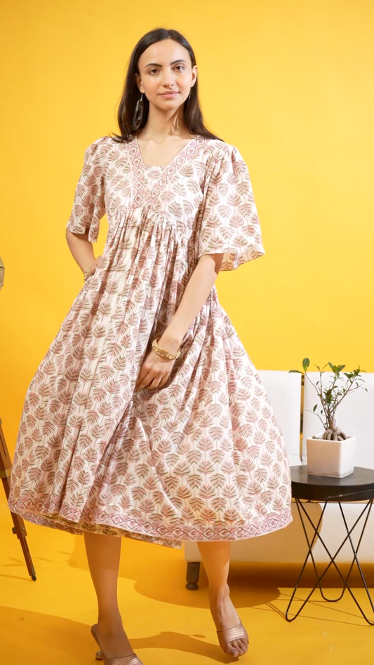 Kasturi calf length cotton dress