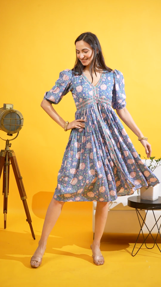 Luna Cotton block printed dress