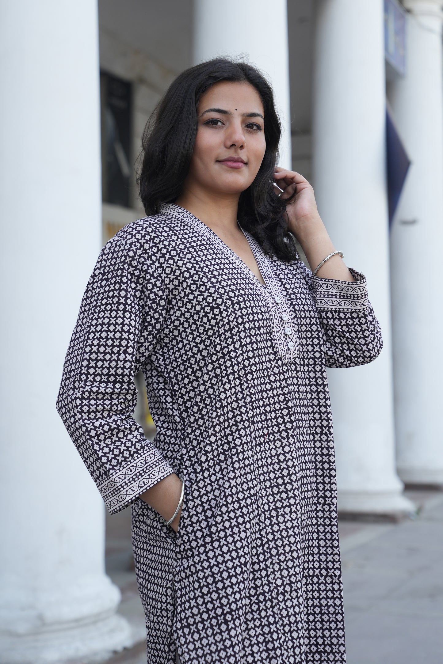 Black Bagh Handprinted Cotton Kurta