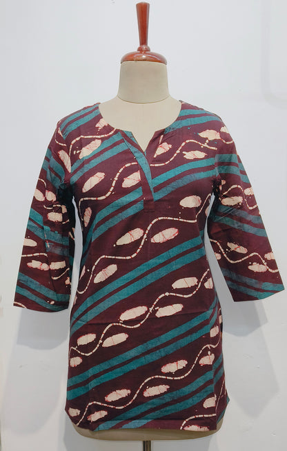 Brown batik cotton kurta