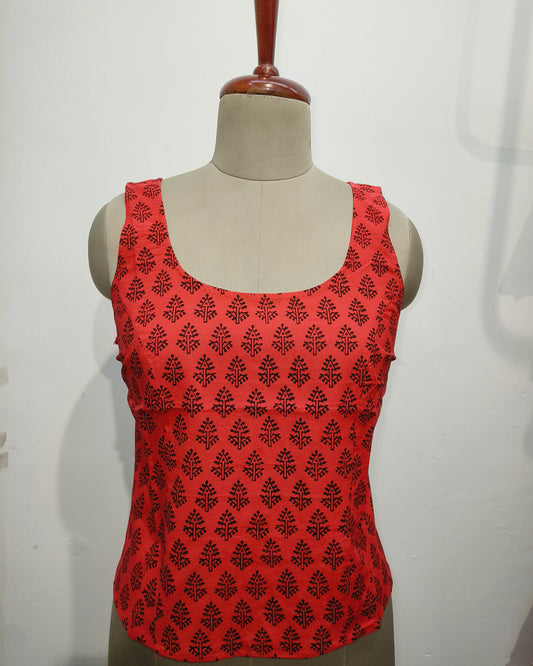 Brick color cotton crop top