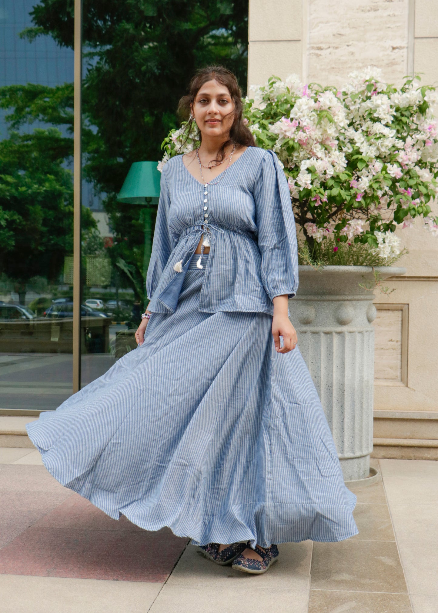 Juno, Strip skirt & peplum top