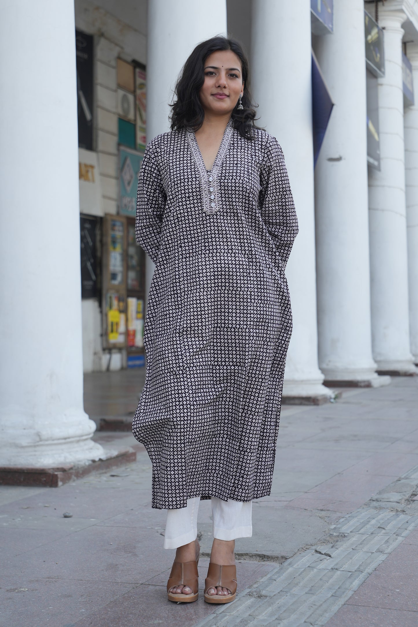 Black Bagh Handprinted Cotton Kurta
