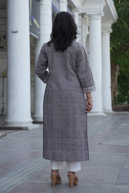 Black Bagh Handprinted Cotton Kurta