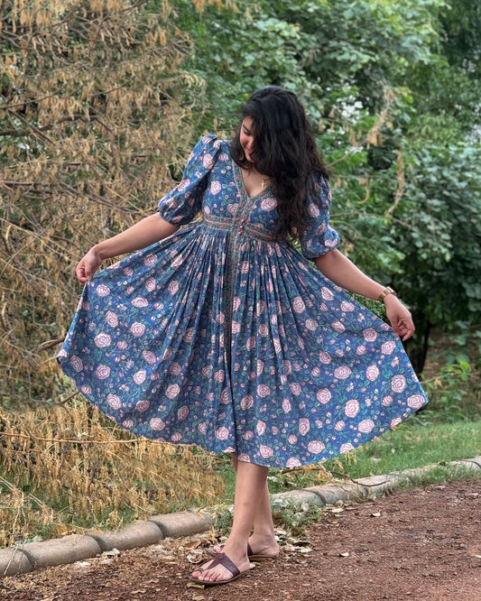 Luna Cotton block printed dress