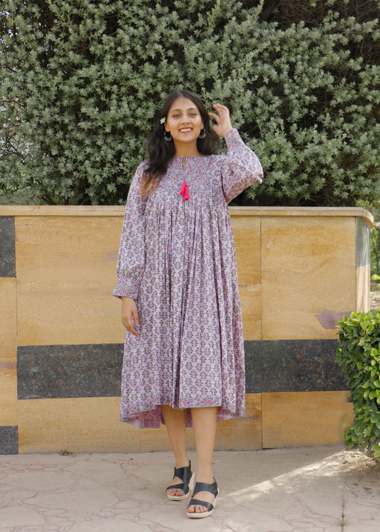 Padma, calf length cotton dress