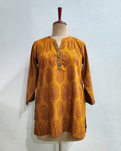Bagh hand printed cotton short kurta, Length-30 inch