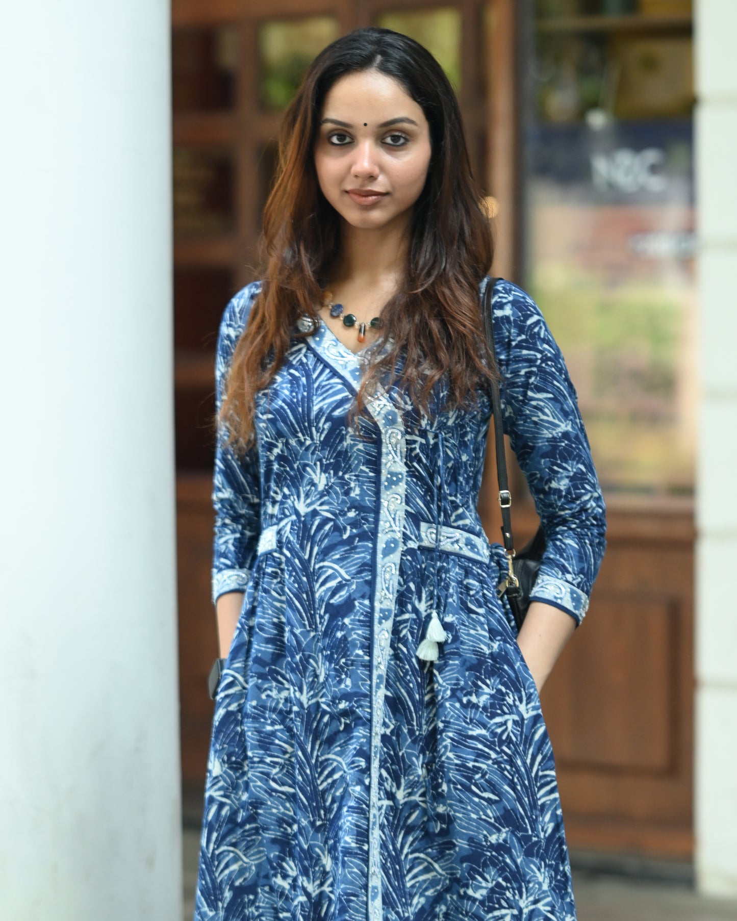 Neel, Angrakha cotton calf length dress