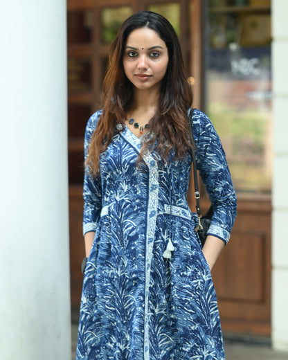 Neel, Angrakha cotton calf length dress