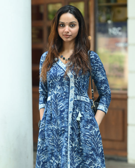 Neel, Angrakha cotton calf length dress