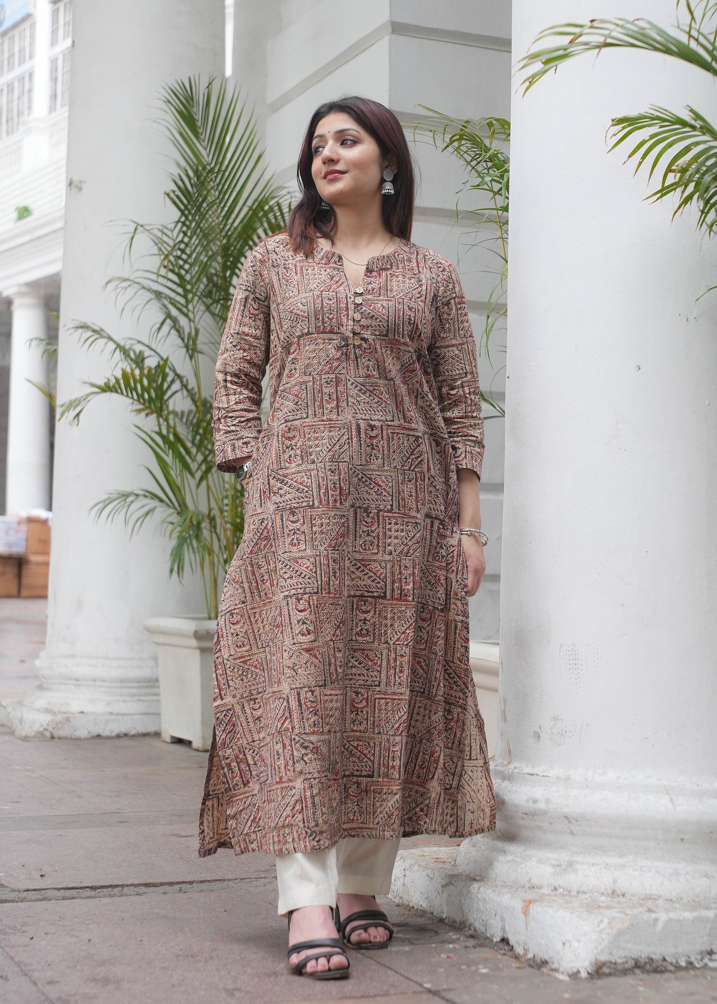 Handblock printed A line kalamkari kurta