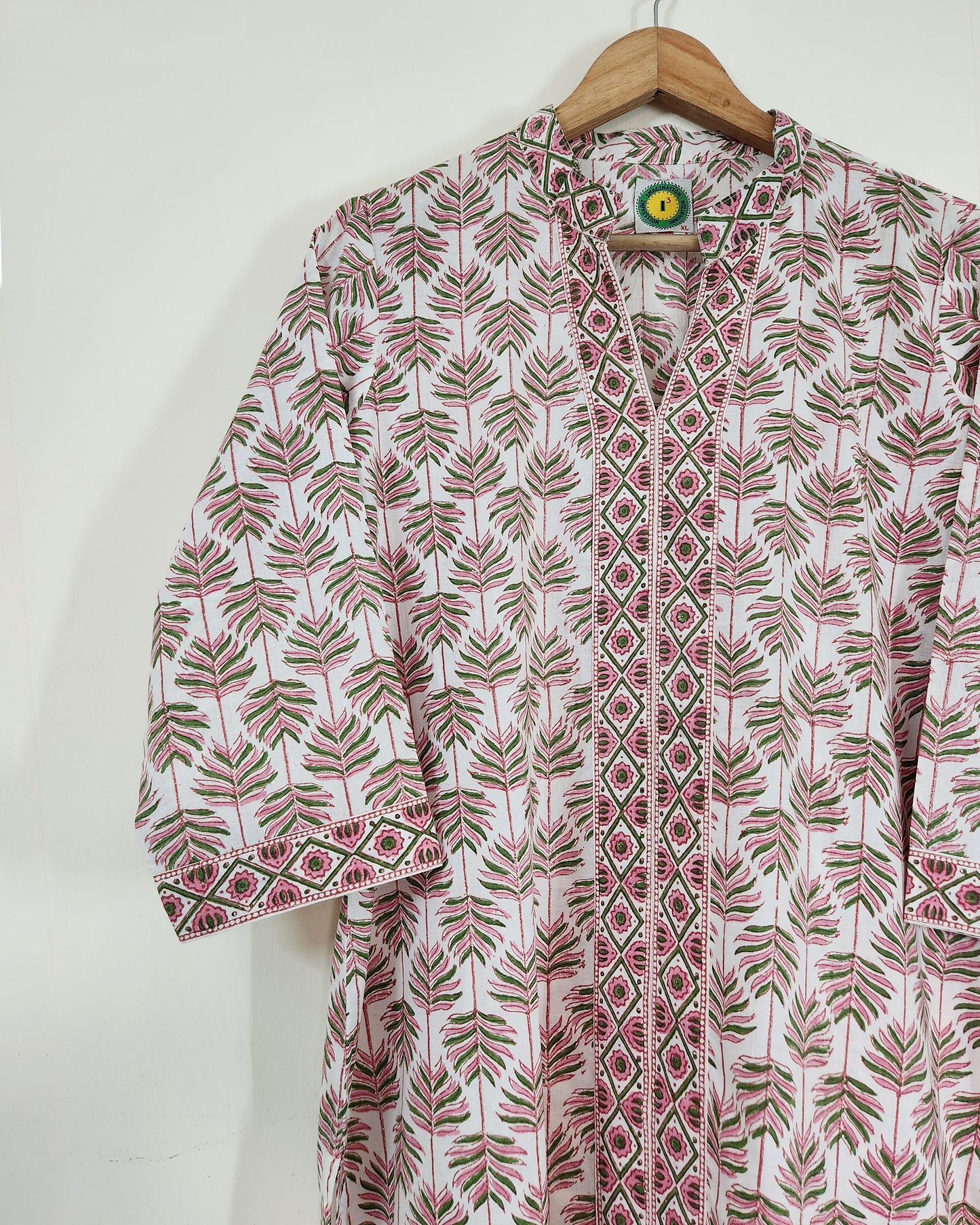 Bhumika, handblocked straight fit front open cotton kurta