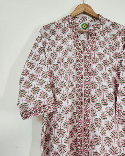 Bhumika, handblocked straight fit front open cotton kurta