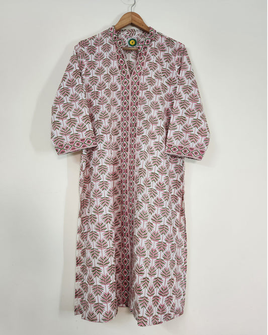 Bhumika, handblocked straight fit front open cotton kurta