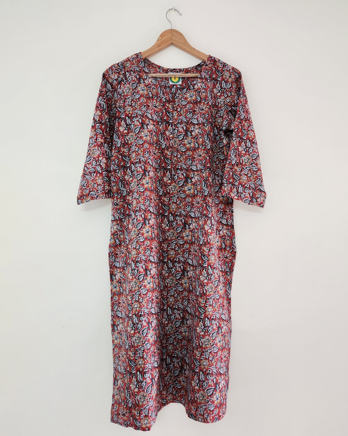 Chitra, Kantha stitched hand blocked cotton kurta