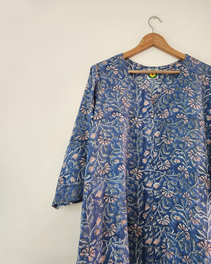 Dipti, A line hand blocked cotton kurta