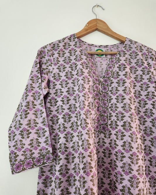 Angira, Handblocked straight fit cotton kurta